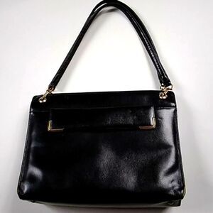 RARE ORIGINAL SATCHEL VTG 40s BLACK SAFFIANO LEATHER SHOULDERS BAG